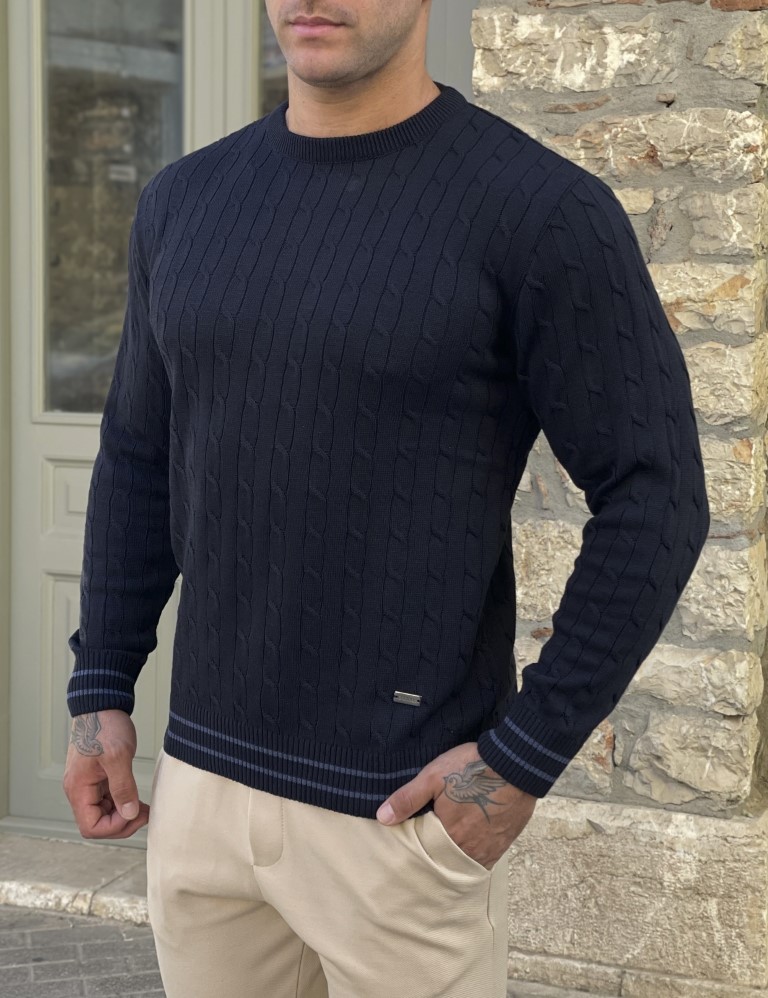 Darious ανδρικό μπλε πλεκτό πουλόβερ 24044B φωτογραφία